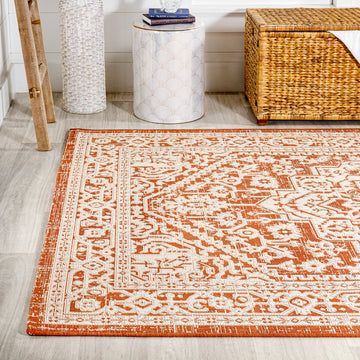 Sinjuri Medallion Textured Weave Indoor/outdoor Area Rug